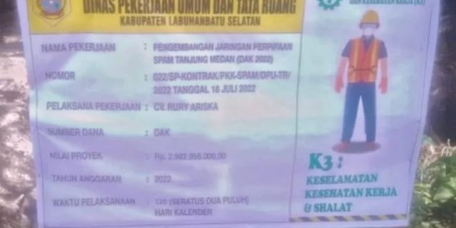 Proyek Saluran Pipanisasi SPAM  Tanjung Medan Labusel TA 2020 dan TA 2022 Diduga Sarat Korupsi