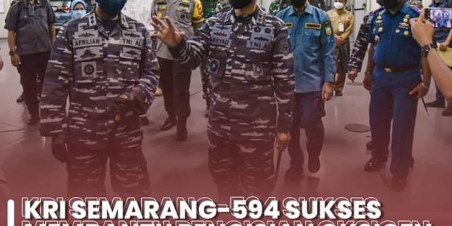 KRI Semarang-594 Sukses Membantu Pengisian Oksigen, Walikota Dumai: Semoga Bantuan Tersebut Bermanfaat bagi Masyarakat